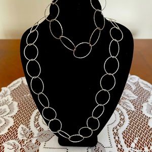 Sterling Silver Chain Necklace and Bracelet Set